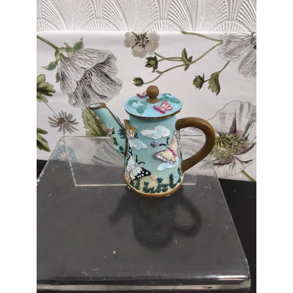 Vintage Miniature Butterfly Teapot with lid 4